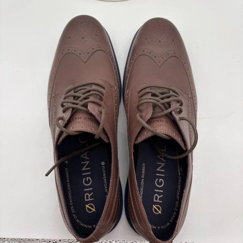 Cole Haan Original Grand Wingtip Oxford Brown Leather Navy Sole C39973 Mens 13M